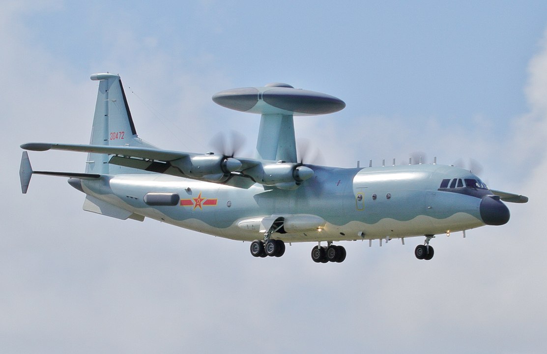 KJ-500 airborne early warning and control (AEW&C or sometimes called AWACS) of the PLA in flight.