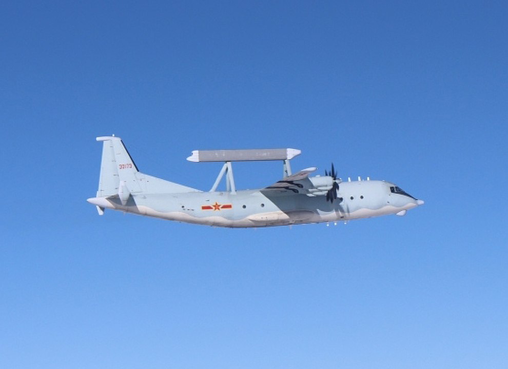 KJ-200 airborne early warning and control (AEW&C or sometimes called AWACS) of the PLA in flight.