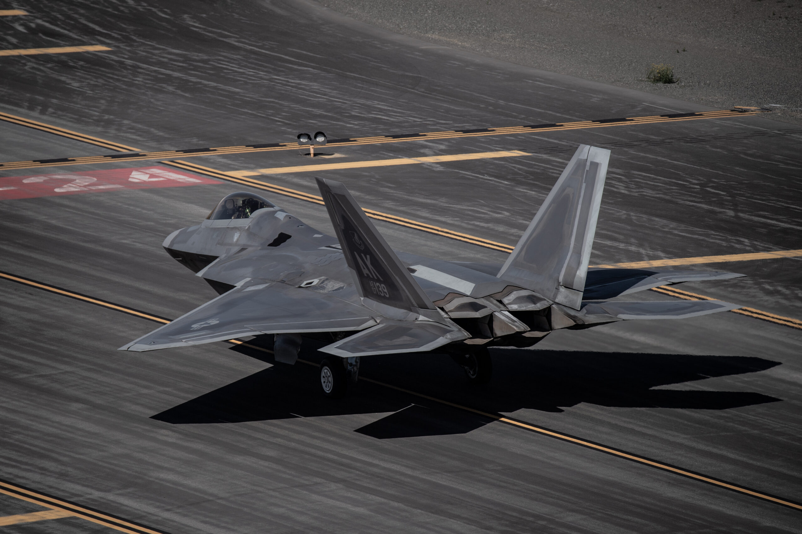 F-22 on runway.